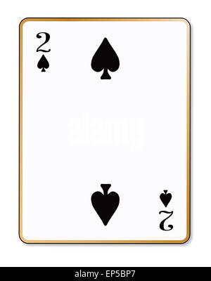 La carta da gioco le due di picche su uno sfondo bianco Foto Stock