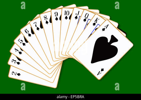 La carta da gioco in tuta di picche Foto Stock