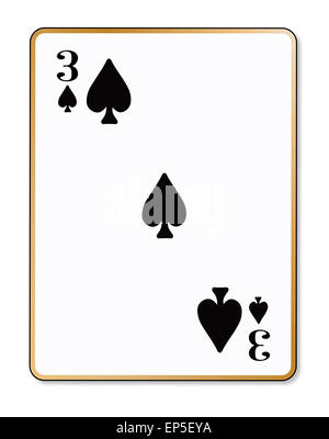 La carta da gioco i tre di picche su uno sfondo bianco Foto Stock