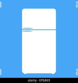 Icona di frigorifero isolati su sfondo blu. Illustrazione Vettoriale. Illustrazione Vettoriale