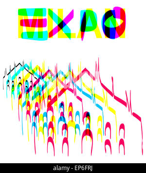 Il Duomo di Milano disegnata a mano con colori Expo 2015 Foto Stock