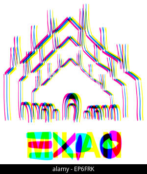 Il Duomo di Milano disegnata a mano con colori Expo 2015 Foto Stock