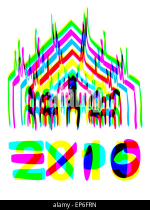 Il Duomo di Milano disegnata a mano con colori Expo 2015 Foto Stock