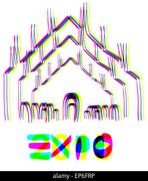 Il Duomo di Milano disegnata a mano con colori Expo 2015 Foto Stock