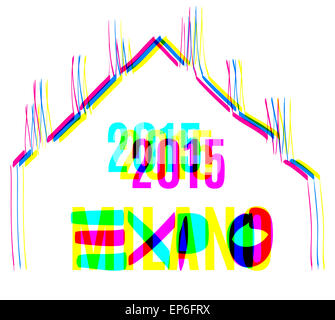 Il Duomo di Milano disegnata a mano con colori Expo 2015 Foto Stock