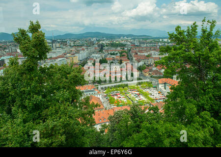 Una vista panoramica di Ljubljana Foto Stock