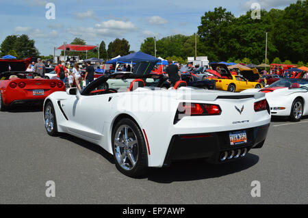 Una Corvette Stingray C7 convertibili in un'auto show. Foto Stock