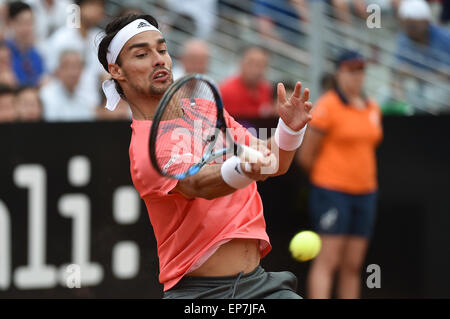 Roma, Italia. 14 Maggio, 2015. La BNL ATP Italiano Open Tennis. Fabio Fognini (ITA) in azione contro Tomas BERDYCH (CZE) Credito: Azione Sport Plus/Alamy Live News Foto Stock