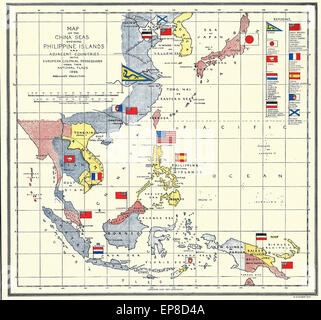 Mappa della Cina Seas e isole filippine al momento della spagnola guerra americana Foto Stock