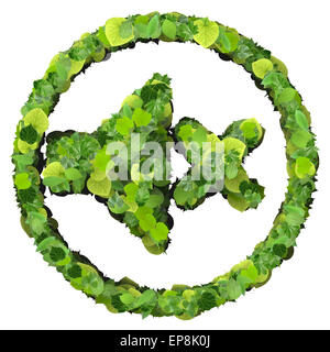 Media del volume di controllo icona mute, realizzato da foglie verdi isolati su sfondo bianco. 3D render. Foto Stock