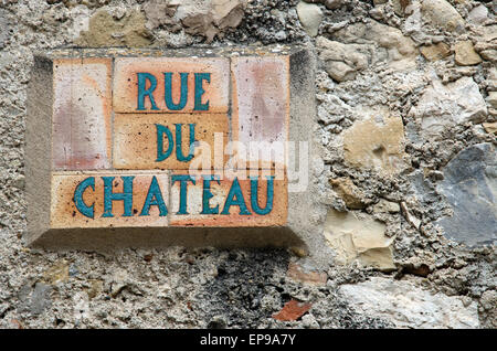 Segno nella città vecchia di Mentone, Cote d'Azur, in Francia Foto Stock