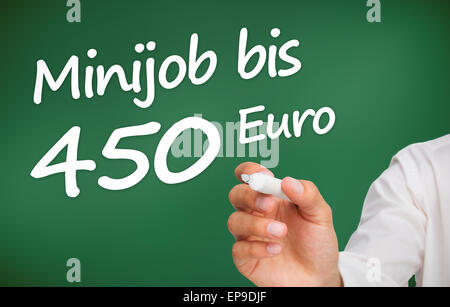 La scrittura a mano con un marcatore bianco minijob bis 450 euro Foto Stock