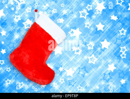 Natale Rosso boot blu su sfondo astratto Foto Stock