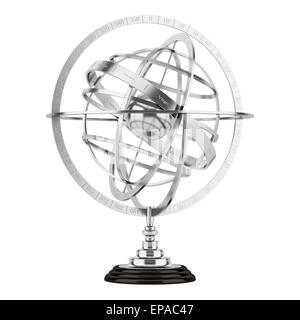 Astrolabio sferico isolato su sfondo bianco Foto Stock
