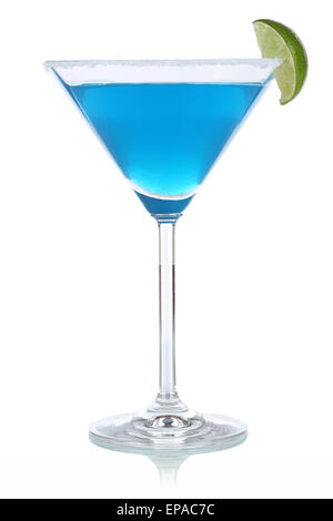 Curacao blu Cocktail im Glas Foto Stock