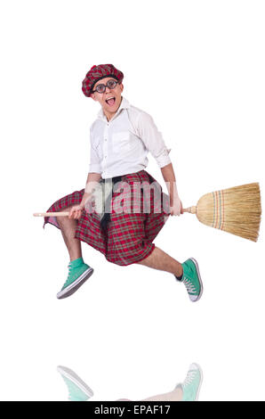 Funny scotsman isolati su sfondo bianco Foto Stock