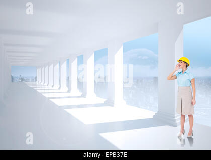 Immagine composita di architetto attraente urlare Foto Stock