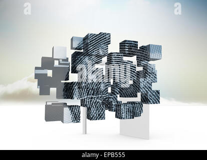 Immagine composita di impronte digitali sulla schermata astratto Foto Stock