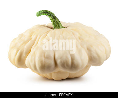 Patty pan Squash su sfondo bianco. Tracciato di ritaglio Foto Stock