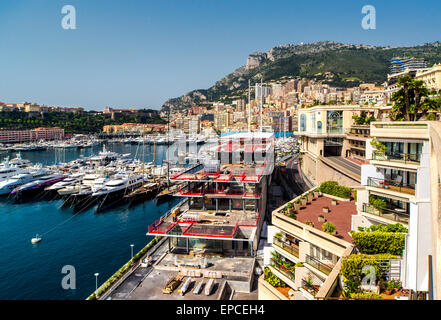 Vista su Monaco porto Hercule Foto Stock