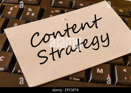 Contenuti della strategia concetto sulla tastiera nera Foto Stock