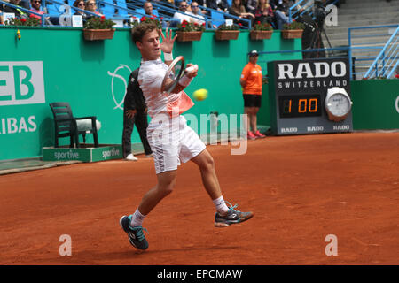 ISTANBUL, Turchia - 01 MAY 2015: giocatore argentino Diego Schwartzman in azione durante il trimestre finale di partita contro il colombiano playe Foto Stock