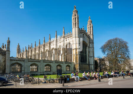 La parte anteriore del King's College, tra cui la famosa cappella. King è uno dei College di Cambridge University. Foto Stock