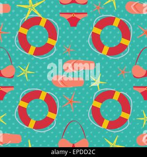 Modello senza cuciture piatte con icone di viaggio Illustrazione Vettoriale