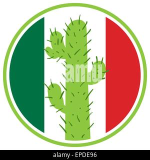 Cactus messicani in un cerchio sullo sfondo Illustrazione Vettoriale