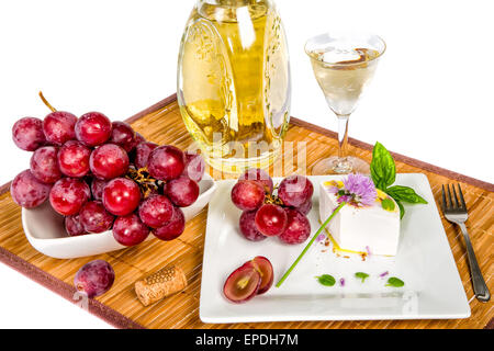 Formaggio, uva e vino - combinazione delicata Foto Stock