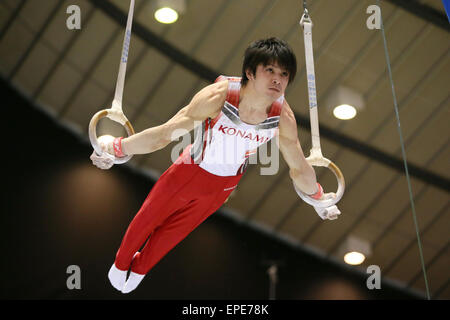 Kohei Uchimura, 17 maggio 2015 - Ginnastica Artistica : La cinquantaquattresima NHK Cup uomini individuale completa, anelli a Yoyogi 1a palestra, Tokyo, Giappone. (Foto di Giovanni Osada/AFLO SPORT) Foto Stock