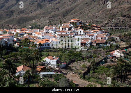 Vista di Fataga, Gran Canaria Isole Canarie Spagna Foto Stock