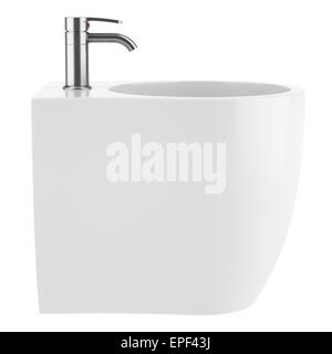 Il bidet in ceramica isolata su sfondo bianco Foto Stock