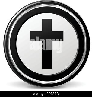 Illustrazione del cristianesimo in bianco e nero e icona di argento Illustrazione Vettoriale