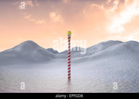 Terreno nevoso scape con polo Foto Stock