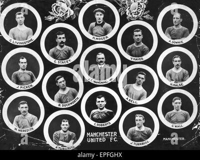 Foto ritratto della vittoriosa 1909 finale di FA Cup Manchester United team. Foto Stock