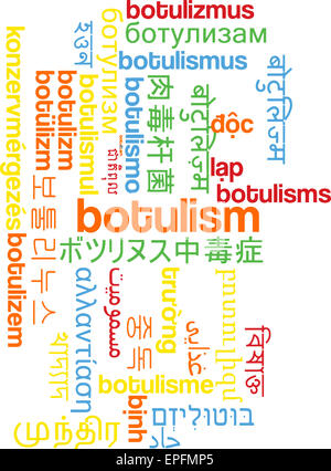 Concetto di sfondo wordcloud internazionale multilingue molti corsi di illustrazione del botulismo Foto Stock