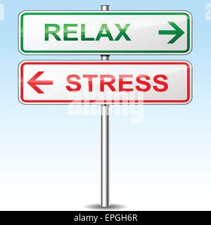 Illustrazione di stress e relax segnaletica direzionale Illustrazione Vettoriale