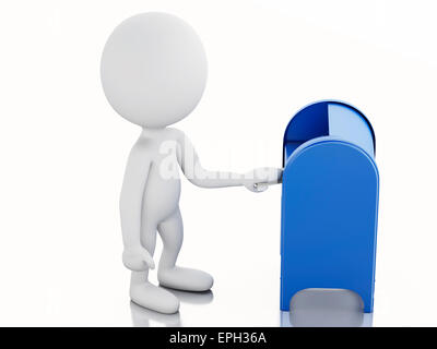 3d'illustrazione. La gente bianca con la casella di posta elettronica e la busta. Isolato sfondo bianco Foto Stock