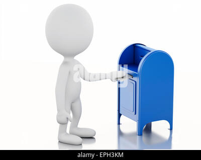 3d'illustrazione. La gente bianca con la casella di posta elettronica e la busta. Isolato sfondo bianco Foto Stock