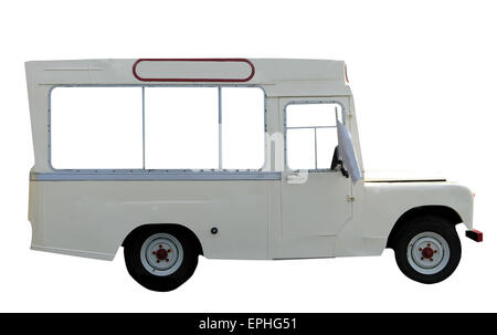 Ice Cream van isolato su uno sfondo bianco. Foto Stock