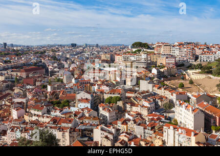 Sul tetto di Lisbona dal castello Sao Jorge viewpoint in Portogallo Foto Stock