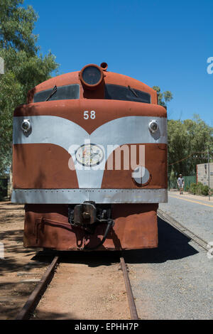 Australia, NT, Alice Springs. Vecchio treno Ghan Railway Museum, storico treno Ghan. Foto Stock