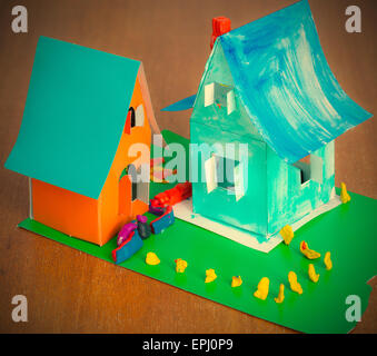 Giocattolo case di cartone Foto Stock