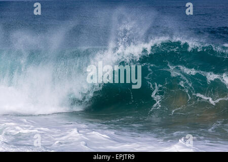 Moto congelati della grande onda sulla spiaggia Foto Stock