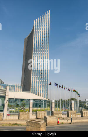 L'Unione Africana nel suo quartier generale ad Addis Abeba. Esso è il più alto edificio ad Addis Abeba Foto Stock