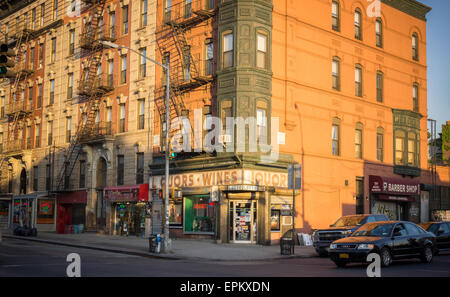 Angolo negozio di liquori nel quartiere di Williamsburg di Brooklyn a New York il giovedì, 14 maggio 2015. (© Richard B. Levine) Foto Stock