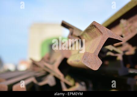 Arrugginiti binari ferroviari Foto Stock