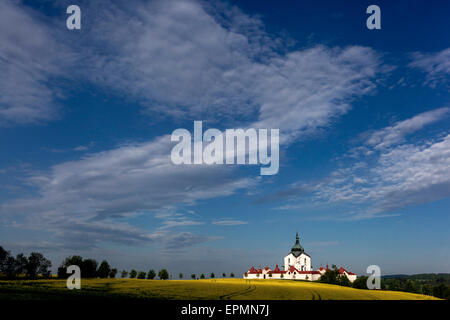 Chiesa del pellegrinaggio di San Giovanni di Nepomuk, Zelena Hora, Zdar nad Sazavou, Moravia, sito patrimonio mondiale dell'UNESCO, Repubblica Ceca, Europa Foto Stock