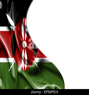 Kenya sventola bandiera setosa isolati su sfondo bianco Foto Stock